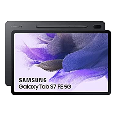 Samsung - Tablet Galaxy Tab S7 FE de 12,4 Pulgadas con Wi-Fi y Sistema Operativo Android 128 GB Negra ES version (5G, 128GB, Negro)